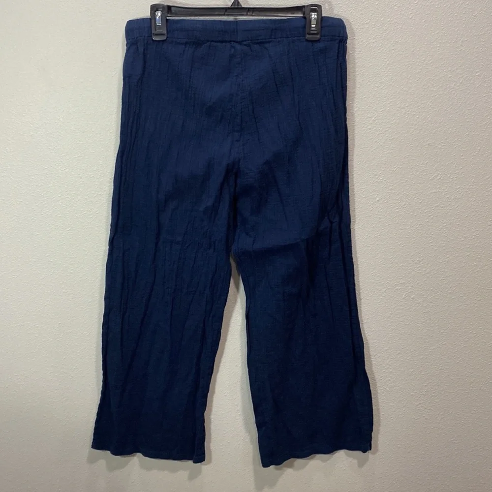 J Crew Drapey crinkle-cotton beach pant in navy J1905‎ - Picture 5 of 11